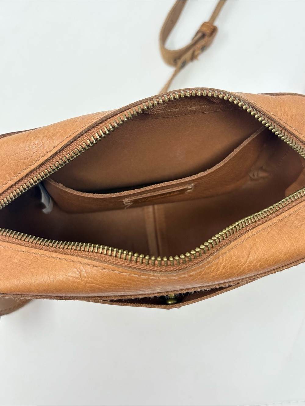Madewell Tan Brown Leather Crossbody Bag Shoulder Purse The Transport Camera Bag - Picture 6 of 12